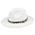 Miniatyrbilde 1 av 5: Ny stil leopard ullhatt jazzhatt retro svart ull jazzhatt flat brem stor brem hatt