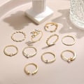 Miniatyrbild 2 av 4: Boho Stackbara Ringar för Kvinnor Guld Knogring Set Enkla Stjärna Måne Blomma Ringar för Tonårsflickor Stackbara Estetiska Ringar Presenter för Tonåringar