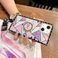 Miniatyrbild 4 av 5: TPU Lyxigt Fodral med Snodd för iPhone 13 6.1\" Stötsäkert Skyddande Robust Fodral Passar Apple iPhone 13 med Ringstativ Kvadratisk Design Rosa