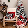 Miniatyrbild 3 av 5: Jul Kuddfodral 45x45cm 4-pack, prickiga rosett träd lastbil snögubbe juldekoration glad jul vinter kudde kuddfodral soffa