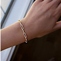Miniatyrbillede 5 af 5: Ghyt Dejlige Guld Kæde Armbånd Til Kvinder Guldbelagt Enkle Søde Cubanske Led Lås Kæde Kant Led Kæde Papirclips Toggle Armbånd Til Kvinder Piger J