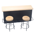 Miniatyrbild 1 av 3: 1 set miniatyrleksak dockhusmöbler mini trä bar disk stol