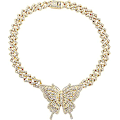 Miniatyrbilde 1 av 5: Cubansk lenkekjede Charm Butterfly Halskjeder for kvinner Rhinestone Inlaid Hip Hop Butterfly Cuban Choker Halskjede for jenter