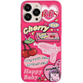 Miniatyrbild 1 av 5: iPhone 13 Pro Max Skal Rosa Söt Körsbär Hjärtan Y2K Cartoon Collage Kawaii Flickig Tryckt Mode Estetisk Design för Kvinnor