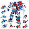 Miniatyrbillede 1 af 6: 10 stk Transform Robot Bil Byggelegetøj til drenge i alderen 8-12 år, 8-i-2 Robot Fly Skib Byggesæt til 10-årige drenge, Julegave Fødselsdagsgave.