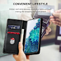 Miniatyrbild 3 av 3: Flip Wallet-fodral för Galaxy S20 FE 5G, Läder Magnetiskt Folio-fodral med Kortfack, Stativ - TPU Stötsäkert Hållbart Skyddande Telefonfodral, Svart