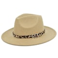 Miniatyrbilde 1 av 5: Ny stil leopard ullhatt jazzhatt retro svart ull jazzhatt flat brem stor brem hatt