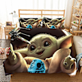 Miniatyrbild 1 av 2: 3D Digitaltryck Cartoon Master Yoda Örngott Täcke Täcke Sängkläder Tredelad Set XQD16 180*200cm -ZHENV（180*200cm）