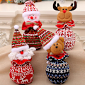 Miniatyrbild 3 av 5: 4 Julklappsaskar för Barn, Stickade Ylle Äppelpåsar, Julafton Godispåsar, Presentpåsar