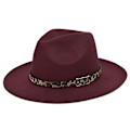 Miniatyrbillede 1 af 5: Ny stil leopard uld hat jazz hat retro sort uld jazz hat flad skygge stor skygge hat