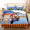Miniatyrbild 1 av 2: 3D Digitaltryck Cartoon Mario Quilt Cover Sängkläder Tredelad Set MLA5 180*200cm -ZHENV（180*200cm）
