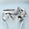 Miniatyrbilde 4 av 5: Legering Kitten Åpen Ring Europeisk Og Amerikansk Retro Live Cat Totem Ring Kvinne