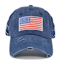 Miniatyrbillede 2 af 5: Tre-dimensionelt broderi baseball cap vasket amerikansk flag broderi cap mesh cap femspidset stjerne mesh cap