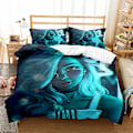 Miniatyrbild 1 av 2: 3D Digitaltryck Svart Flicka Quilt Cover Pillowcase Sängkläder Tre Delar Set FZN12 180*200cm -ZHENV（180*200cm）