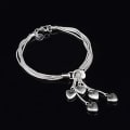 Miniatyrbilde 3 av 5: 925 Sterling Sølv Fem-Linjers Kjede med Fem-Hjerte Armbånd
