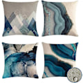 Miniatyrbild 1 av 5: Dekorativa Kuddfodral Vattentäta 45 x 45, 4-pack Utomhus Inomhus Kuddfodral, Geometriska Blå Kuddfodral Teal för Bänk Soffa Vardagsrum Deco