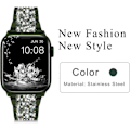 Miniatyrbild 4 av 4: Armband för Apple Watch 41mm 38mm 40mm Serie 7 Serie 6 5 4 3 2 1 SE, Bling Ersättningsarmband iWatch Armband, Diamant Strass Rostfritt Stål Metall W