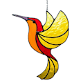 Miniatyrbild 1 av 5: Hängande kolibri solfångare iögonfallande akryl bryter solljus romantisk kolibri prydnad för hem (gul)