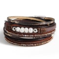 Miniatyrbillede 3 af 5: Læder Wrap Armbånd Boho Manchet Armbånd Krystal Læder Armbånd Magnetisk Multi Strand Armbånd Bohemian Armbånd Læder Armbånd Bangle Smykker til Kvinder Teen Piger Kone Mor