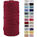 Miniatyrbild 1 av 5: Macrame-snöre Tjockt Naturligt Bomulls Snöre Garn Macrame Rep För Väggbonader Växtupphängningar 3mm X 100m-Vinröd