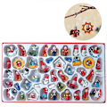 Miniatyrbild 2 av 5: Mini Julgranspynt i Resin, Set om 48 - Rustika Juldekorationer - Små Miniatyrjulgranspynt - Tomte, Snögubbe, Pepparkaksgubbe, Ängel