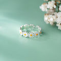 Miniatyrbild 2 av 5: Vacker Daisy Blomma Öppen Statement Ring Sterling Silver 925 Justerbar Solros Bröllop Förlovningsring Tåring Fingerslinga Tidlös Fint Smycke