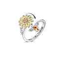 Miniatyrbild 1 av 5: Justerbar öppen ring med solros - fidgetring för kvinnor