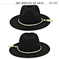Miniatyrbillede 3 af 5: Uld Uld Britisk Jazz Hat Perle Kvast Uld Sort Top Hat Retro Stor Skygge Hat