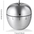 Miniatyrbilde 4 av 6: Apple Kjøkken Timer Manuell, Rustfritt Stål Mekanisk Roterende Alarm 60 Minutter Nedtelling Søt Apple-Formet Timer for Kjøkken Matlaging Læring