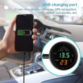 Miniatyrbilde 4 av 5: 2024 Bil Voltmeter, 3 i 1 12-24v Bil Termometer Bil Usb Lader Voltmeter Med LCD Digital Display Pane