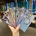 Miniatyrbild 5 av 5: Fyrkantigt iPhone 15 Pro Max-fodral med glitter, magnetiskt, fullständigt kameraskydd, lyxig plätering, söt bling, klart, stötsäkert, tunt mobilfodral (ljuslila)