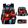Miniatyrbild 1 av 5: 3pcs Set Skibidi Toalett Mochila Titan Högtalare Man Barn Ryggsäck Pojke Anime Resväska Förvaring Väska Bokväskor Cosplay Väska -ZHENV（1）