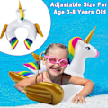 Miniatyrbild 4 av 5: Enhörning & Flamingo Pool Float (2-pack), Uppblåsbara Badringar Strandfloaties För 3-8 Åriga Barn Småbarn Flickor Pojkar Sommar Strand Pool Dekorationer