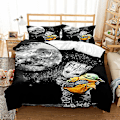 Miniatyrbild 1 av 2: 3D Digitaltryck Cartoon Master Yoda Örngott Täcke Överdrag Sängkläder Tredelad Set XQD5 180*200cm -ZHENV（180*200cm）
