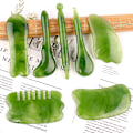 Miniatyrbillede 1 af 4: 7-delt Gua Sha-massagesæt, naturligt harpiks Gua Sha-værktøjssæt til ansigts-, ryg- og nakkeafslapning, lindring af muskelsmerter