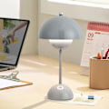 Miniatyrbilde 5 av 5: Led Blomsterpot Bordlampe Trådløs Batteri Sopplampe, Moderne Macaron Lampe Retro Touch Dimbar Bordlampe Med 3 Farger Sengetid(grå)