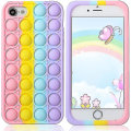 Miniatyrbild 1 av 5: Aupartuds Pop It Telefonfodral för iPhone 8 7 6, stressavlastande tryck Pop Bubble Fidget Toys Cover, söt rolig mjukt silikon skyddande skal för iPhone Se