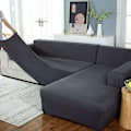 Miniatyrbild 1 av 5: Hörnsoffaöverdrag L-formade Soffaöverdrag Grå/beige/blå Stretchöverdrag Med Vänster/höger Chaise Lounge Katt Hundskydd, 145-185cm