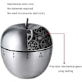 Miniatyrbilde 2 av 6: Apple Kjøkken Timer Manuell, Rustfritt Stål Mekanisk Roterende Alarm 60 Minutter Nedtelling Søt Apple-Formet Timer for Kjøkken Matlaging Læring