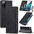 Miniatyrbild 1 av 3: Flip Wallet-fodral för Galaxy S20 FE 5G, Läder Magnetiskt Folio-fodral med Kortfack, Stativ - TPU Stötsäkert Hållbart Skyddande Telefonfodral, Svart
