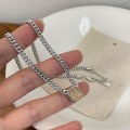 Miniatyrbillede 2 af 5: 925 Sterling Sølv Stempel Tyk Kæde Halskæde Punk Vintage Funklende Zirkon