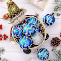 Miniatyrbild 3 av 3: Julgranskulor Julpynt 6cm 24 st Handmålade Julgranskulor Set Julgranspynt
