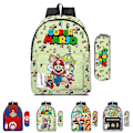 Pikkukuva 1 / 3: Super Mario Bros -painatut koululaukut reppu + kynäkotelosetti lapsille pojille ja tytöille lahjat