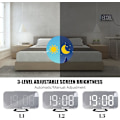 Miniatyrbild 4 av 5: Digital väckarklocka, stor speglad LED-display, med USB-laddare, snooze-funktion dimläge väggmonterad bredvid skrivbordsklocka för sovrum (svart)