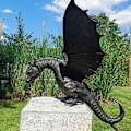 Miniatyrbild 3 av 4: Trädgård drake staty fontän drake prydnad harts vatten funktion skulptur för hem trädgård dekoration 35cm*30cm*23cm
