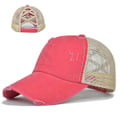 Miniatyrbild 1 av 5: Stretch Cross Ponytail Hat Ripped Ponytail Hat Washed Cross Ponytail Mesh Hat Kvinnors Fläta Hat