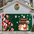 Miniatyrbild 1 av 3: Stor Julgrindsbanner Julbakgrundsdekoration Semester, Julgrindsdekoration Garagebanner Utomhus (o, 4,8 2,1 m)