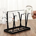 Miniatyrbilde 5 av 5: Smijern bærbar avløpskoppstativ flatt stål sekskantet koppstativ opp ned oppbevaringsstativ seks glass vannkkoppstativ