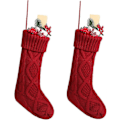 Miniatyrbild 1 av 5: Julstrumpor i stickad kabel, vit elfenben, klassisk 45 cm, 2 st