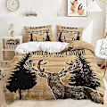 Miniatyrbild 1 av 2: 3D Digitaltryck Djur Skog Hjort Örngott Täcke Överdrag Sängkläder Tredelad Set SLL3 180*200cm -ZHENV（180*200cm）